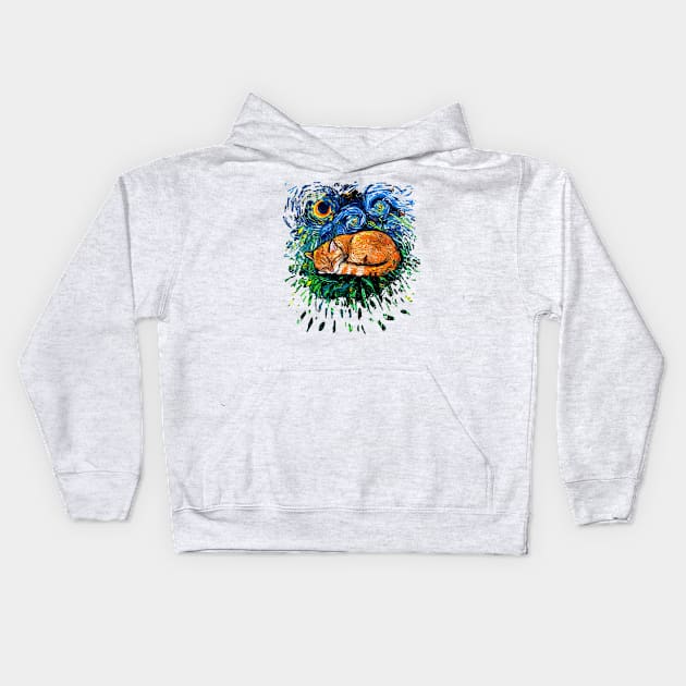 Orange Tabby Night Kids Hoodie by sagittariusgallery